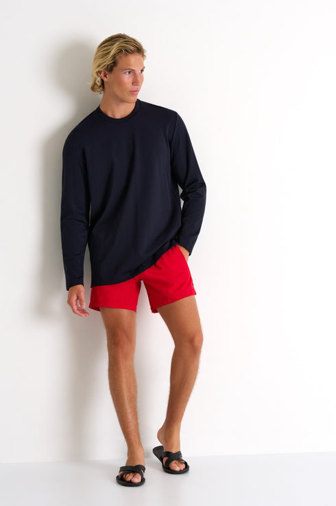 Shan Signature Textured jersey long sleeve round neck